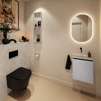 MONDIAZ TURE-DLUX 40cm toiletmeubel Plata. EDEN wastafel Opalo positie midden. Zonder kraangat.