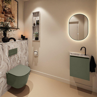 MONDIAZ TURE-DLUX 40cm toiletmeubel Army. EDEN wastafel Glace positie links. Met 1 kraangat.