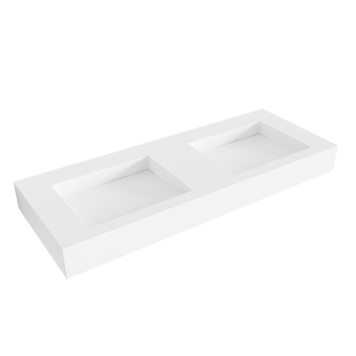 Mondiaz AVON Vrijhangende wastafel - 120cm - wasbak dubbel - rand 12cm - Solid surface Talc
