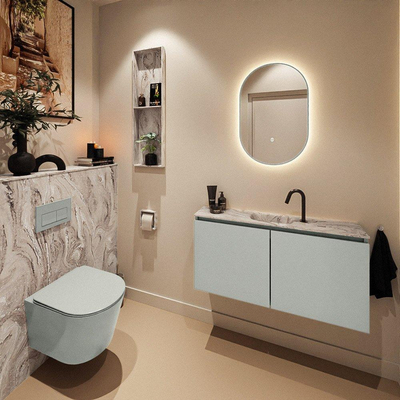 MONDIAZ TURE-DLUX 100cm toiletmeubel Greey. EDEN wastafel Glace positie midden. Met 1 kraangat.
