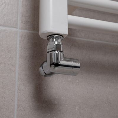 Riko luxe therm.rad.aansluitset haaks verkeerd rechts chroom