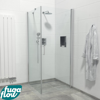 FugaFlow Efficiente Vetro Douchecabine - 1 draaideur - Zijwand - 90x90x200cm - 6mm veiligheidsglas - anti kalk - chroom