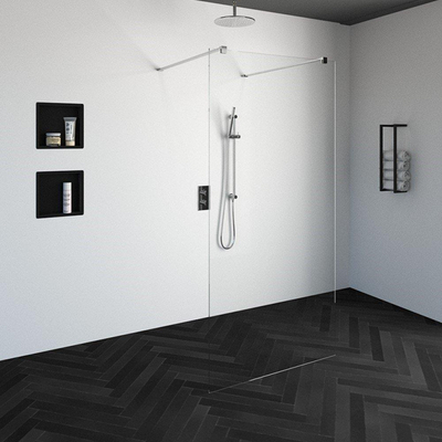 BRAUER Create Inloopdouche - vrijstaand 100x200cm - profielloos - antikalk - 8mm veiligheidsglas - chroom