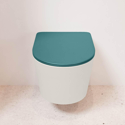 MONDIAZ LAVIE wandclosetpack - 36x53cm - diepspoel - rimless - Linen (offwhite) - softclose - quick-release - toiletzitting - Smag (blauw)