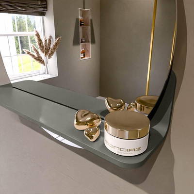 Mondiaz SPOT Badkamerspiegel - rond 50cm - spiegelplanchet - kleur Smoke