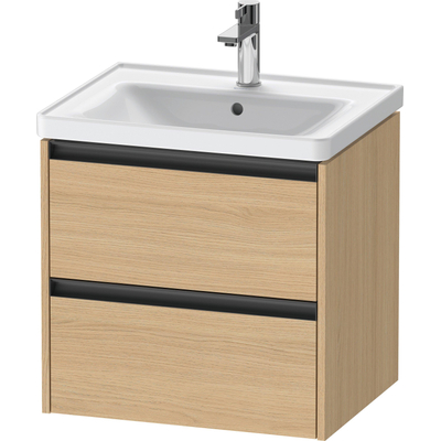Duravit Ketho 2 Wastafelonderkast - 2 laden - 58.4x45.5x54.9cm - grepen antraciet - natuur eiken mat