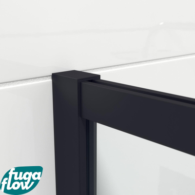 FugaFlow Efficiente Vetro inloopdouche badkamer - 110x200cm - veiligheidsglas - rook glas - mat zwarte lijst rondom - anti kalk