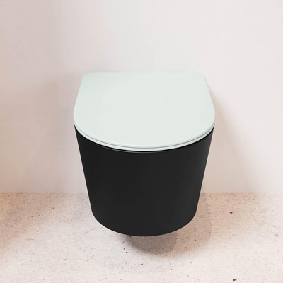 MONDIAZ LAVIE wandclosetpack - 36x53cm - diepspoel - rimless - Urban (zwart) - softclose - quick-release - toiletzitting - Greey (grijs)