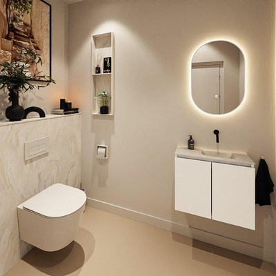 MONDIAZ TURE-DLUX 60cm toiletmeubel Talc. EDEN wastafel Ostra positie rechts. Zonder kraangat.