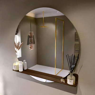 Mondiaz SPOT Badkamerspiegel - rond 110cm - spiegelplanchet - kleur Rust