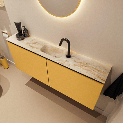 MONDIAZ TURE-DLUX 120cm toiletmeubel Ocher. EDEN wastafel Frappe positie midden. Met 1 kraangat.