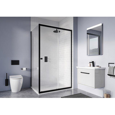 Crosswater Clear 6 Zijwand - 76x195cm - 6mm - helder veiligheidsglas - mat zwart