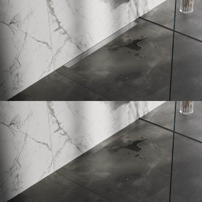 Brauer Douchegoot - 90x7.5cm - muurflens - tegelinlegrooster omkeerbaar - RVS - RVS - geborsteld RVS