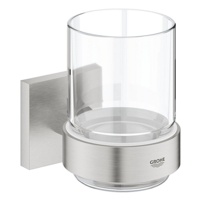 GROHE Start Cube Bekerhouder - 9.5x10.6x7.2cm - met glas - supersteel