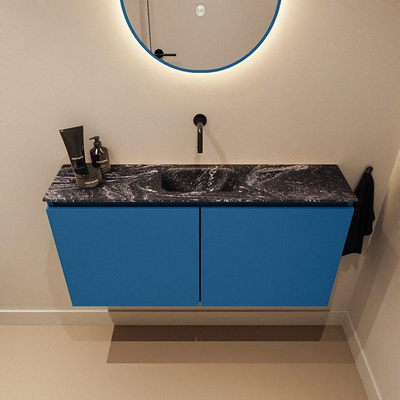 MONDIAZ TURE-DLUX 100cm toiletmeubel Jeans. EDEN wastafel Lava positie midden. Zonder kraangat.
