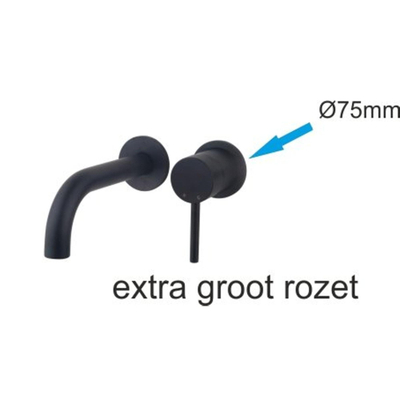 Wiesbaden Caral rozet kraangedeelte eenhendel wastafelkraan 75mm mat zwart