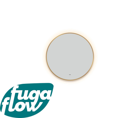 FugaFlow Eccelente Arredo Badkamerspiegel - rond - diameter 80cm - indirecte LED verlichting - spiegelverwarming - infrarood schakelaar - mat goud