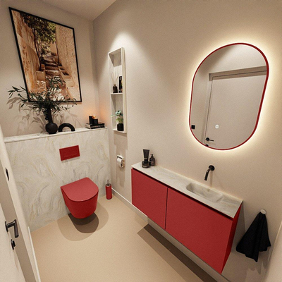 MONDIAZ TURE-DLUX 100cm toiletmeubel Fire. EDEN wastafel Ostra positie rechts. Zonder kraangat.