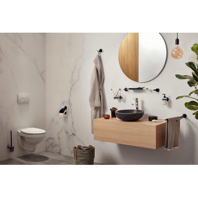 Haceka Aspen Toiletrolhouder - met klep - mat zwart