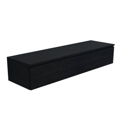 Arcqua Living Onderkast - 160x46x30cm - 2 lades - greeploos - gemelamineerd spaanplaat - oak black