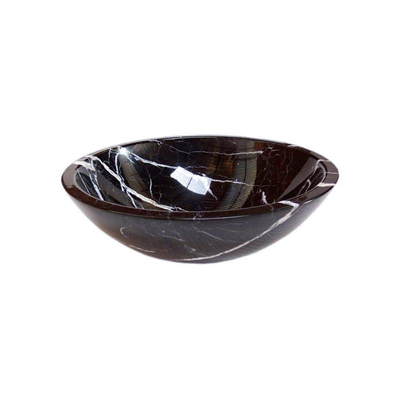 Saniclass Pesca Nero Marquina Waskom - 43x43x13.5cm - rond - marmer - zwart OUTLETSTORE