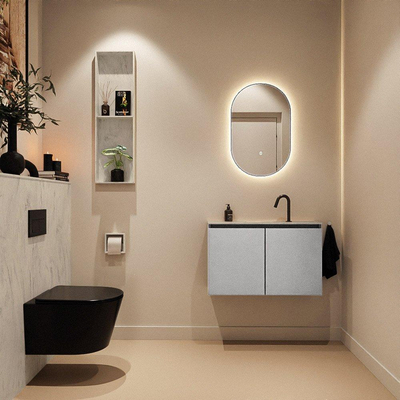 MONDIAZ TURE-DLUX 80cm toiletmeubel Plata. EDEN wastafel Opalo positie midden. Met 1 kraangat.