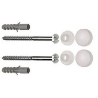 Wiesbaden Potschroevenset met plug 2 stuks RVS 6 x 70 mm afdekdop wit