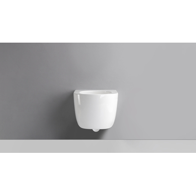 QeramiQ Dely Swirl Wandcloset - 36.5x53.0cm - diepspoel - rimless - zonder zitting - glans wit OUTLETSTORE