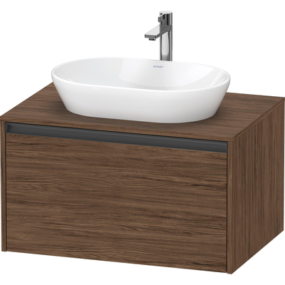 Duravit Ketho 2 wastafelonderbouwkast incl. consoleplaat met 1 lade 80x55x45.9cm met handgreep antraciet donker noten mat