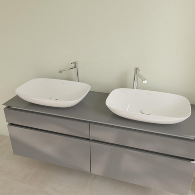 Villeroy & Boch Loop & friends opzetwastafel 62x42cm rechthoek zonder overloop CeramicPlus wit