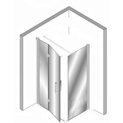 Plieger Panorama douchewand 120cm + vouwdeur 90cm met muursteun vierkant 100cm en vloerprofiel chroom