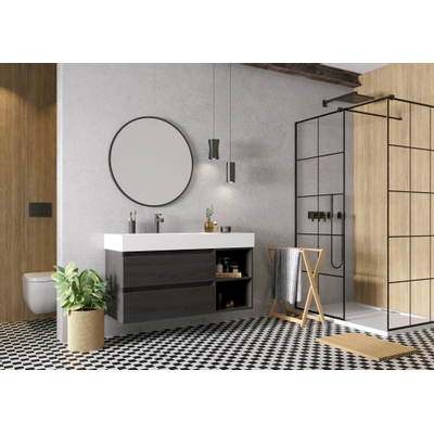 HR badmeubelen Elegance Wastafel - 122x46x12.5cm - 1 kraangat - wasbak links - keramiek wit