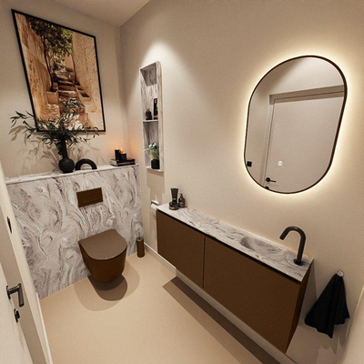 MONDIAZ TURE-DLUX 120cm toiletmeubel Rust. EDEN wastafel Glace positie rechts. Met 1 kraangat.