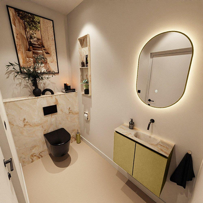 MONDIAZ TURE-DLUX 60cm toiletmeubel Oro. EDEN wastafel Frappe positie rechts. Zonder kraangat.
