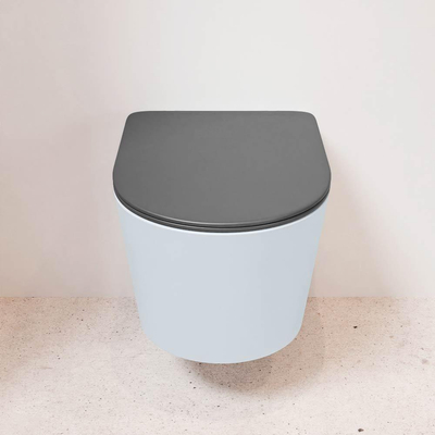 MONDIAZ LAVIE wandclosetpack - 36x53cm - diepspoel - rimless - clay (blauw) - softclose - quick-release - toiletzitting - Dark grey (grijs)