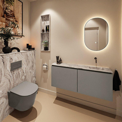 MONDIAZ TURE-DLUX 120cm toiletmeubel Smoke. EDEN wastafel Glace positie rechts. Zonder kraangat.