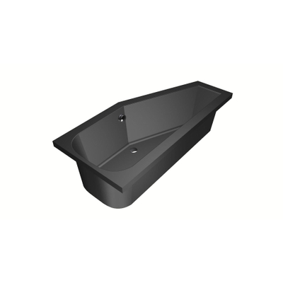 Xenz Lagoon compact ligbad - 160x75cm - met overloop - zonder afvoer - Hoekopstelling rechts - Acryl Ebony mat