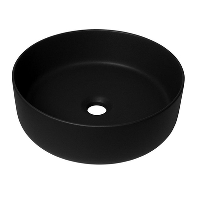 QeramiQ Dely waskom - 36x36x12cm - zonder overloop - rond - keramiek - mat zwart