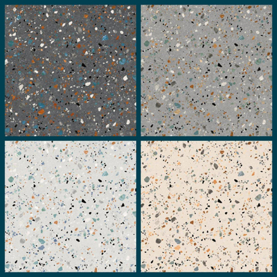 SAMPLE BOX 4 stuks Prissmacer Cerámica Gobi Vloer- en wandtegel gerectificeerd Terrazzo Mat Creme, Wit, Grijs en Antraciet