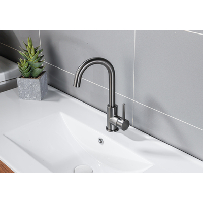 Fortifura Calvi hoge wastafelmengkraan met draaibare uitloop Geborsteld Gunmetal PVD- licht beschadigd - OUTLET UDEN