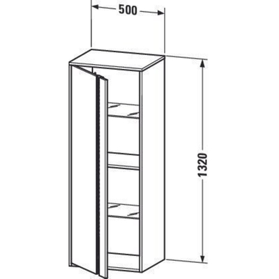 Duravit Ketho badkamerkast 50x36x132cm 1 deur Standaard greep Basalt