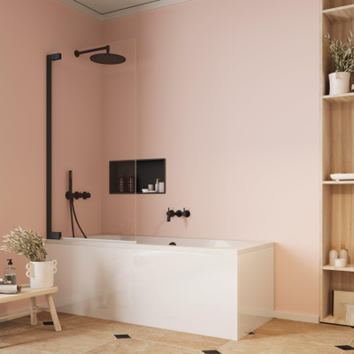 Crosswater Asura scharnierend badscherm - 90x150cm - mat zwart