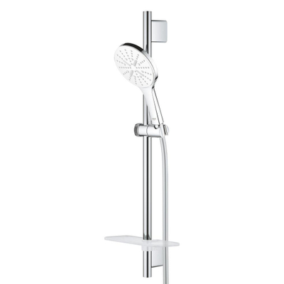 GROHE Rainshower SmartActive 130 Glijstangset - 60cm - ronde handdouche - 3 straalsoorten - gladde doucheslang - met zeepschaal - chroom/moon white
