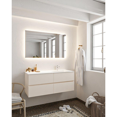 MONDIAZ VICA Badkamermeubelset - 120cm - 4 lades - wasbak Cloud rechts - 1 kraangat - solid surface linen