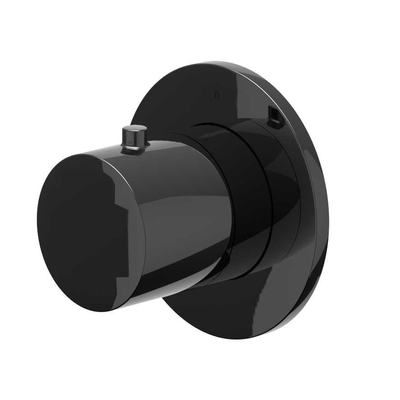 IVY Bond Afbouwdeel - voor douchekraan - doorstroom - stopkraan - symmetry - rond rozet - Zwart chroom PVD