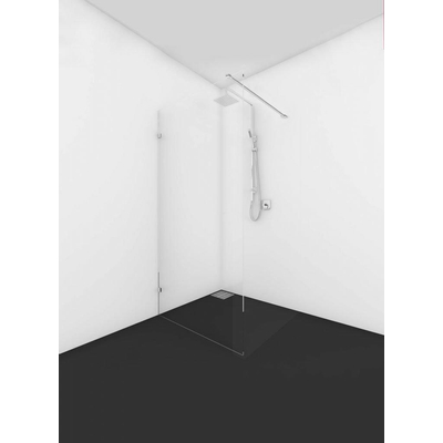 Van Rijn Products ST01 Vaste wand 40 cm breed 8mm helder glas incl. chroom muurklemmen 200cm hoog.