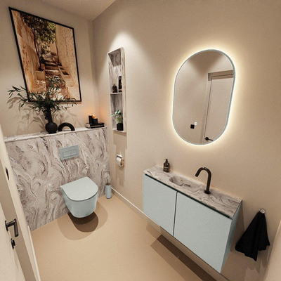 MONDIAZ TURE-DLUX 80cm toiletmeubel Greey. EDEN wastafel Glace positie midden. Met 1 kraangat.