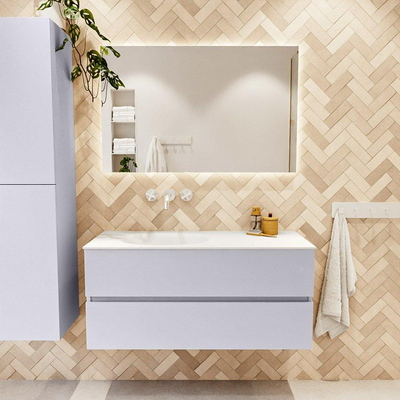 Mondiaz VICA Badkamermeubelset - 110cm - cale - 2 lades - Wastafel MOON - links - zonder kraangat - kleur talc - XL versie 60cm hoog