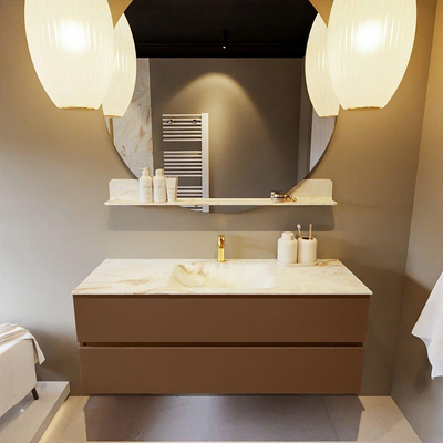 MONDIAZ VICA-DLUX Badkamermeubelset - 130cm - onderkast rust- 2 lades - inbouw wastafel cloud midden - 1 kraangat - 60cm hoge versie - frape