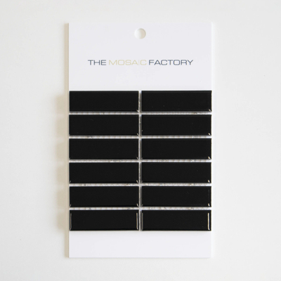 SAMPLE The Mosaic Factory Paris mozaïektegel 2.3x7.3x0.6cm wandtegel voor binnen en buiten Rechthoek Keramiek Glans Zwart
